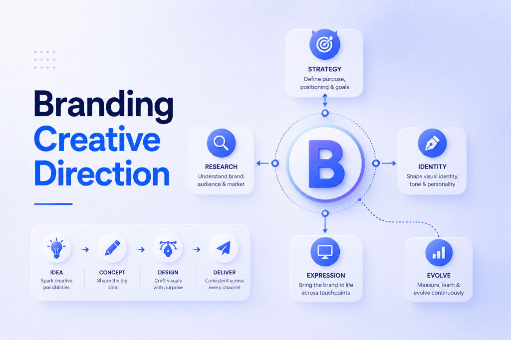 Modern digital branding and creative direction visual concept.